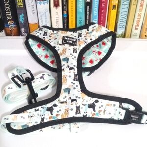 PAWSOME PET DOG HARNESS AND LEASH 2PC SET SIZE MEDIUM NWOT